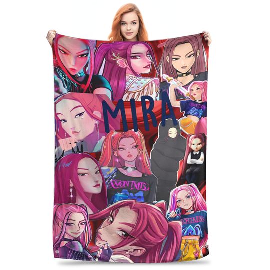 Huntrix KPop Demon Hunters Mira Zoey Rumi Fleece Blanket