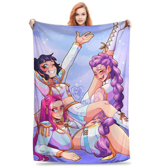 Discover Huntrix KPop Demon Hunters Mira Zoey Rumi Fleece Blanket