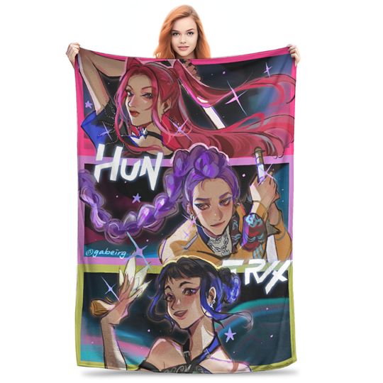 Discover Huntri girl group K-pop Demon Hunters Fleece Blanket