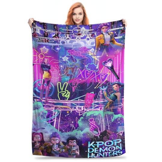 Discover New Arrival Kpop Demon Hunters Huntrix Fleece Blanket