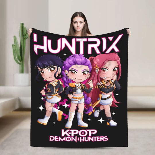 Discover Huntrix Kpop Demon Hunters Chibi Fleece Blanket