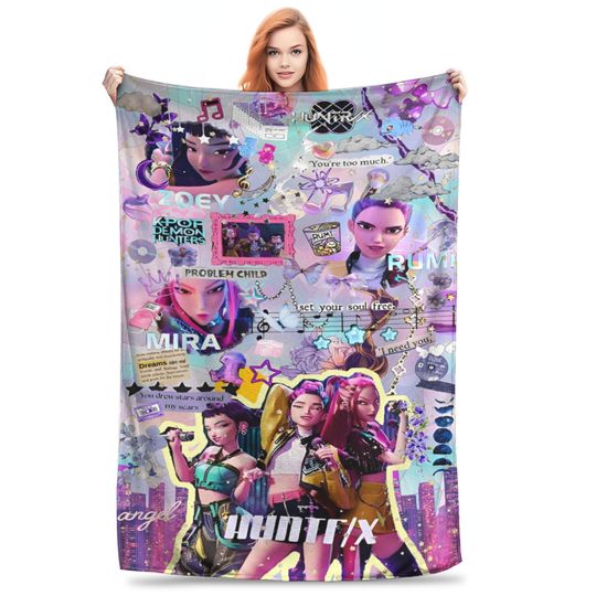 Discover Kpop Demon Hunters Huntrix Merch Fleece Blanket