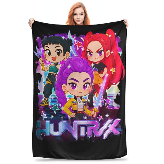Huntrix Girl Kpop Demon Mira Rumi Joey Fleece Blanket