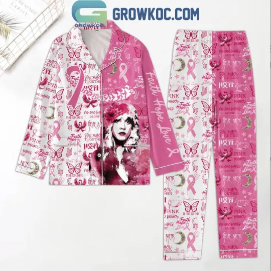 Stevie Nicks Faith Hope Love Breast Cancer Warrior Pajamas Set