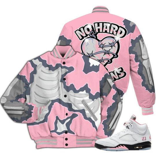 Dunkare AJ 5 Retro 35th Anniversary 5s Hard Feeling Graphic Heart Break Bomber Jacket