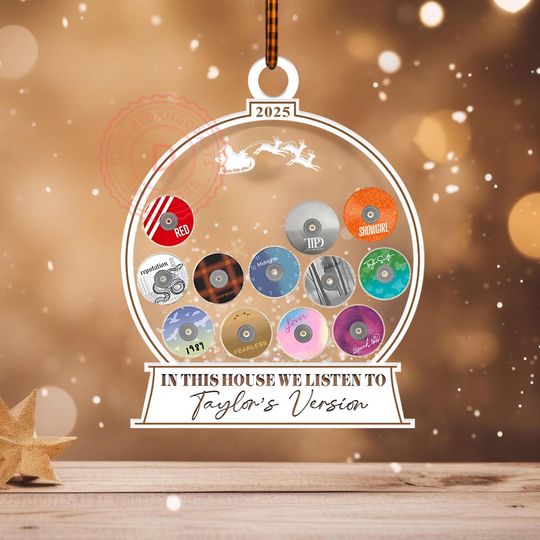 In This House We Listen to Taylorrr's Version Ornament, Swiftmas Ornament 4D Shaker, Taylorr Swifttts The Life of a Showgirl Ornament