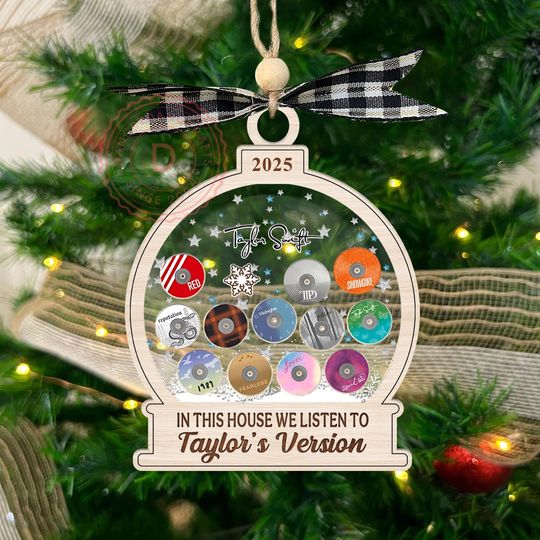 Swiftmas Ornament 4D Shaker, In This House We Listen to Taylorrr's Version Ornament, Eras Tour Taylorrr album Ornament Wood&Acrylic