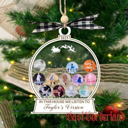 In This House We Listen to Taylorrr's Version 3-Layer Shaker Ornaments, taylorrr version Eras Ornaments, taylorrr version Christmas Ornament, Eras Tour Ornament