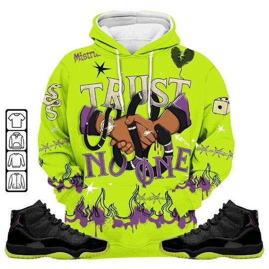 Dunkare GS Black Barely Volt 11s Hoodie - Trust No One Snake Bite Doodle Crayon