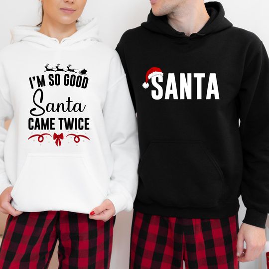 Discover Funny Christmas Couples Hoodie, Christmas Couple Sweatshirt, Couples Christmas Santa Hoodie, Couple Christmas Pajamas, New Year Matching