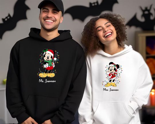 Discover Custom Disney Couple Christmas Hoodie, Nightmare Before Xmass Top, Christmas Matching Hoodie ,festive season ,Mickey and Minniee