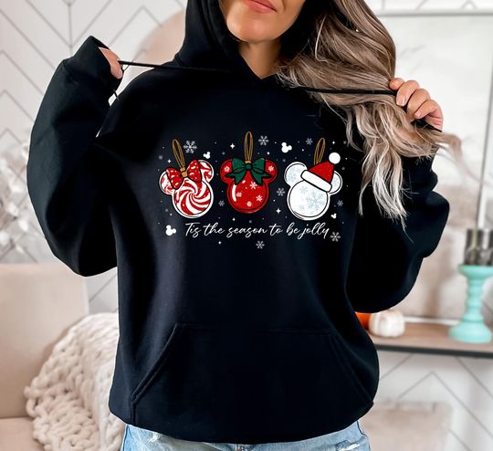 Discover Disney Christmas Hoodie: Tis The Season To Be Jolly Magical Kingdom Xmas Gift Idea Holiday Cute Winter Top