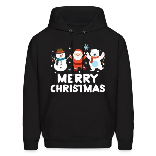 Discover Merry Christmas Cute Snowman And Santa Claus Men's Hoodie