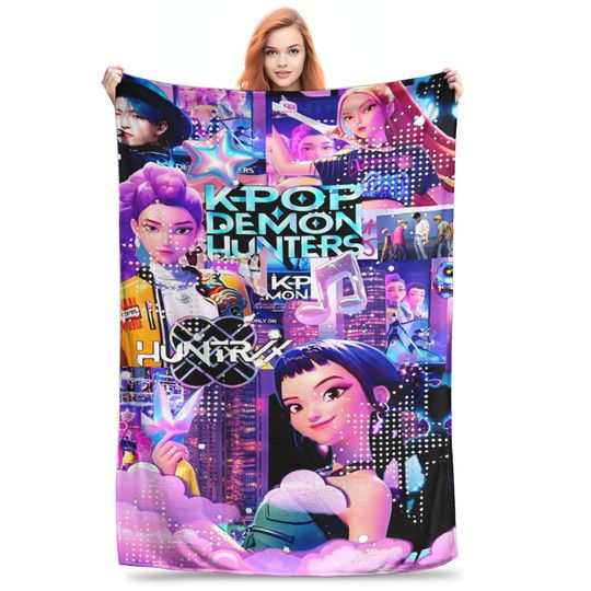 Discover New Kpop Demon Hunters Huntrix Blanket Lightweight Fleece Blanket