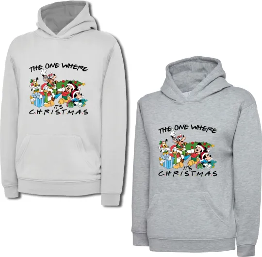Discover The One Where It's Christmas Friends Inspired Hoodie Mickey Mouse Xmas Gift Top