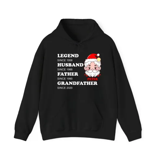 Discover Personalised grandfather merry Christmas hoodie, Legend father, Xmas Hood