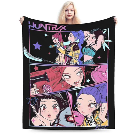 Discover Huntrix Girlgroup K-Pop Group Demon Hunters Fleece Blanket