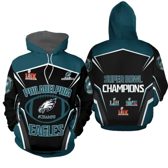 Discover Philadelphia Football Team Eagles 2025 Champions 3D Hoodie,unisex adults S-5XL
