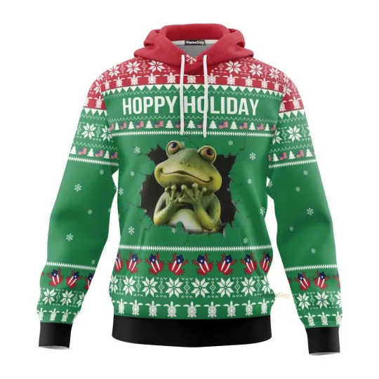 Discover Frog Hoppy Holiday   Christmas Gift For Adults   3D Hoodie QT309530