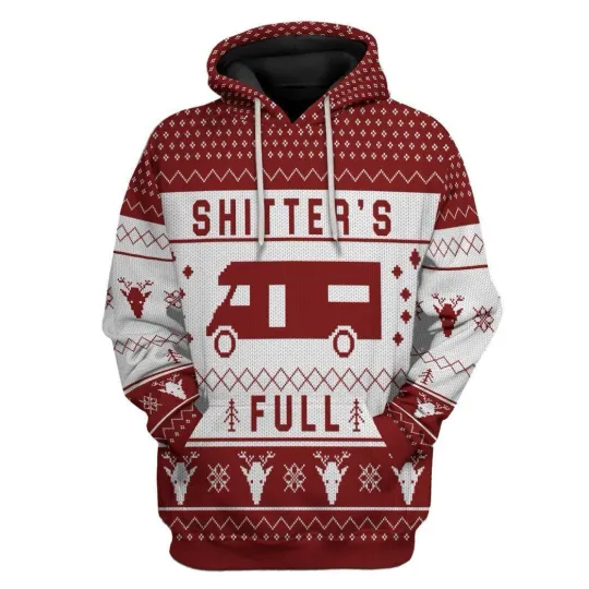 Discover Shitters Full Pattern Ugly Christmas Red   3D Hoodie QT209189