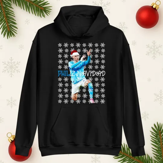 Discover Funny Footballer Philiz Navidad Christmas Hoodie, Festive Xmas Sweatshirt