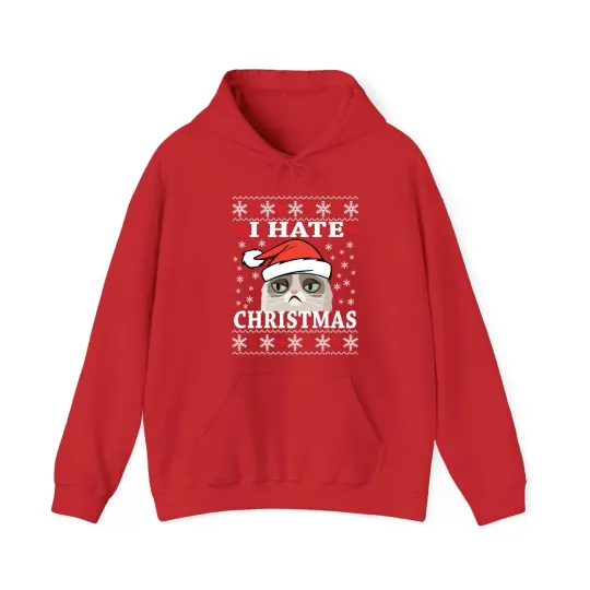 Discover I hat Christmas hoodie, Grumpy cat Xmas Hoodie