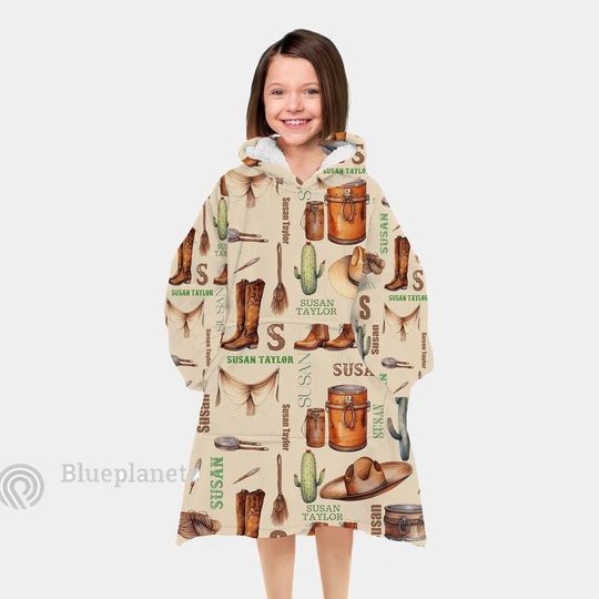 Discover Custom Name Hoodies Blanket, Personalized Cowboy Cowgirl Christmas Wearable Hoodie Blanket, Christmas Oversized Blanket, Christmas Gift