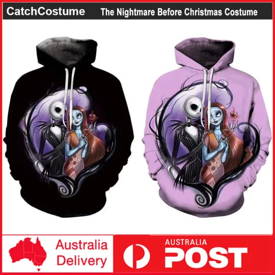 The Nightmare Before Christmas Jack Skellington Sally 3D Hoodie Pullover Sweater