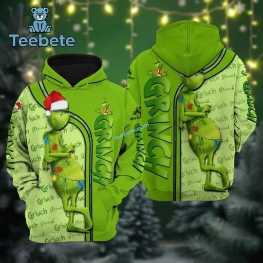 funny character Merry Christmas All Over Print 3D Hoodie, Grin Merry Xmas Shirt