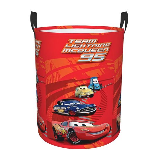 Discover Lightning McQueen Cars Movie Kid Toy Baskets Bins Cute Organizer Storage Bin For Playhouse
