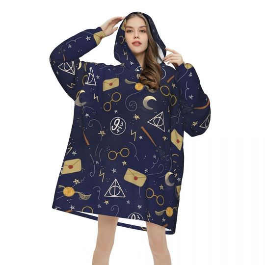 Discover Harrys Potters Magic School Blanket Hoodie Wearable Blanket Large with Pocket Warm Sleeping Bag Soft Cozy Onesie
