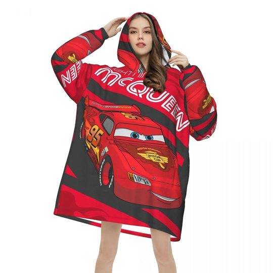Discover Lightning Mcqueen Car Sally Oversized Blanket Hoodie Sweatshirt Long Fleece Hooded Wearable Blanket with Large Pocket for Women