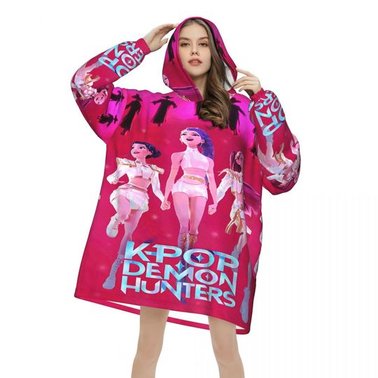 KPop Demon Hunters Huntrix Wearable Blanket Hoodie for Women Men