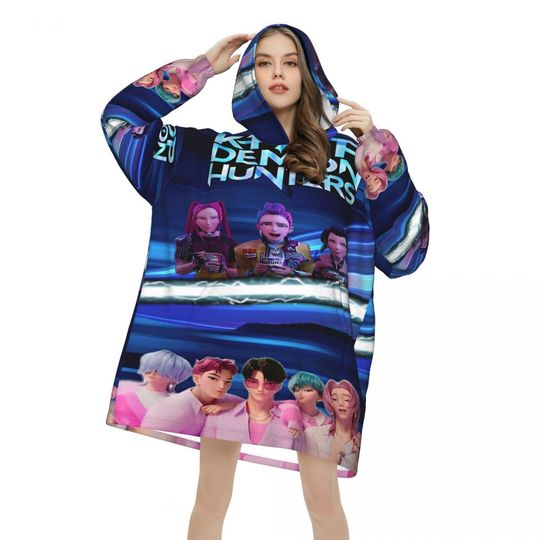 KPop Demon Hunters Huntrix Wearable Blanket Hoodie for Women Men