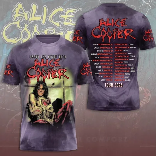 Discover Alice Cooper Tour 2025 3D T-Shirt Too Close For Concert