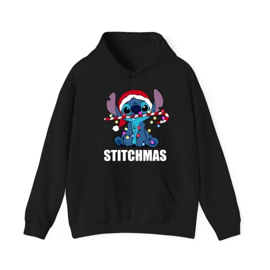 Discover Stitchmas Christmas hoodie, Funny lilo and stitch Cartoon Xmas hood Top