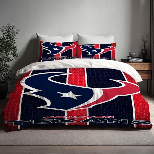 Discover Gift Houston Texans Duvet Cover Three Bedding Set Custom Name Birthday Bedding Quilt Cover Christmas Halloween Gift Back to School.
