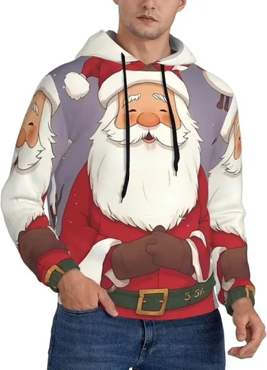 Discover Cartoon Santa Claus Christmas Hoodie 3D Print Funny Holiday Unisex Pullover