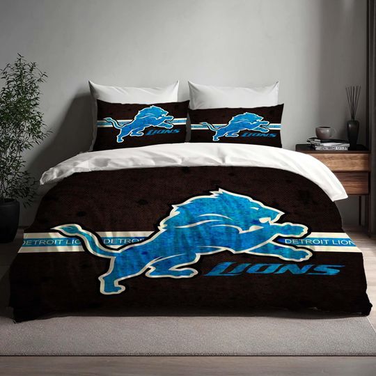 Detroit Lions Handmade Bedding Set , Quilt Cover for Christmas, Halloween, and Back to School