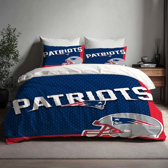 New England Patriots Duvet Cover Set, Bedding Quilt Cover for Gift and Back to School