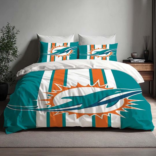 Miami Dolphins Bedding Set, Duvet Cover, Quilt Cover for Birthday and Holiday Gift