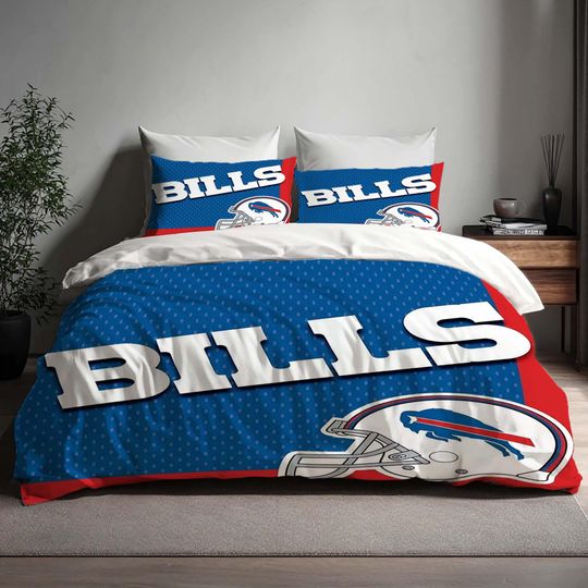 Discover Christmas Buffalo Bills Duvet Cover Bedding Set with Personalized Name, Halloween & Back to School Quilt Cover