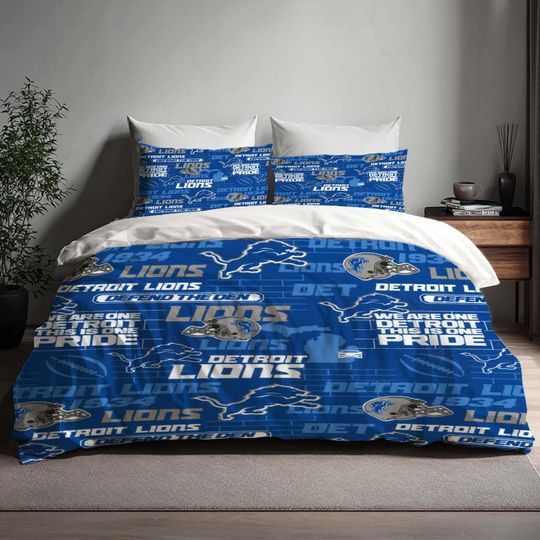 Discover Handmade Detroit Lions Duvet Cover Bedding Set, Quilt Cover for Christmas & Halloween, Back to School