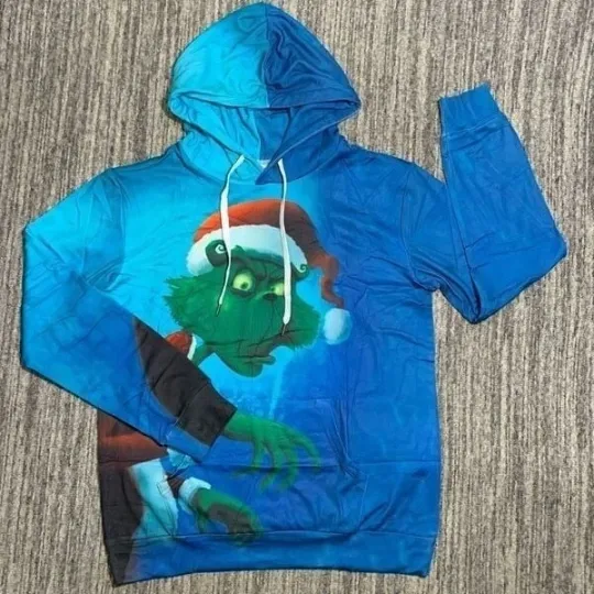 Discover funny character Christmas Hoodie Unisex Large 3D Print Pullover Sweatshirt Holiday Gift