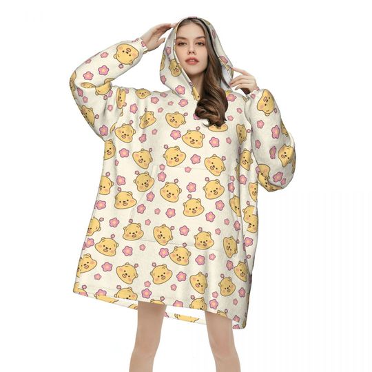 Discover Oversized Winnie-the-Pooh Flower Wearable Blanket Hoodie Gifts for Women Men