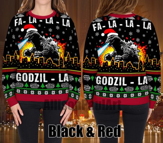 Discover god zilla Ugly Christmas Sweater, Retro Vintage King of the Monsters Unisex Ugly Sweater, Funny Sweater for Family, Christmas Ugly Sweater