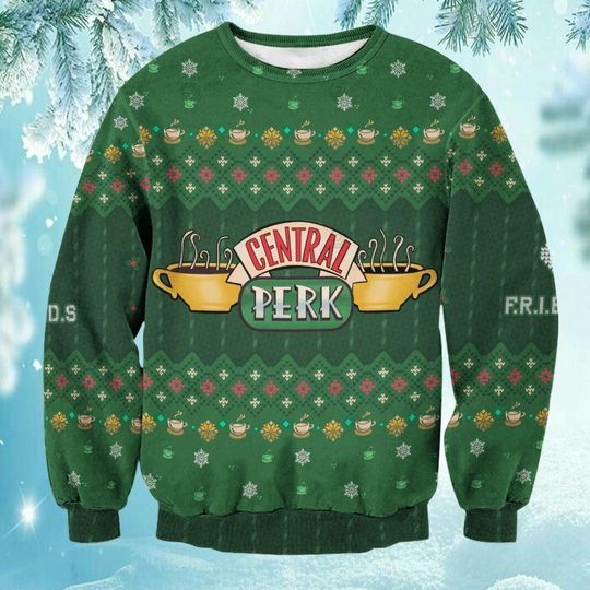 Discover Friends Ugly Christmas Sweater, Central Perk Holiday Sweater, Funny Tv Show Holiday Sweater, Funny Christmas Sweater, Winter Gift