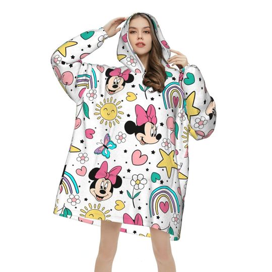 Discover Oversized Minnie Wearable Blanket Hoodie Gifts for Women Men