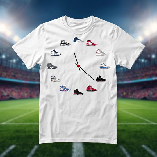 Discover Jordan Sneaker Clock Unisex Heavy Cotton Tee, Sweatshirt, Hoodie