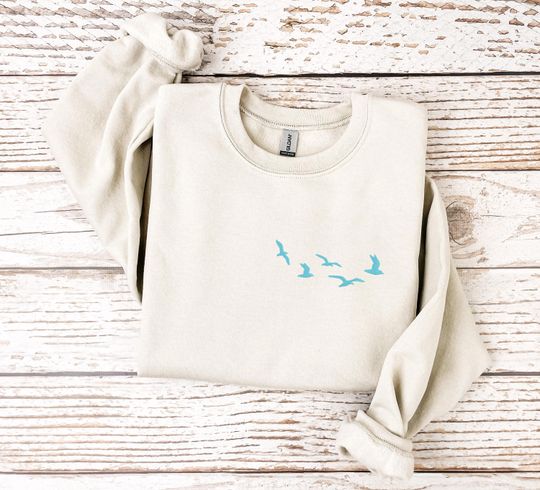 Discover Seagulls Embroidered Unisex Crewneck Sweatshirt | Taylorr Swifts | 1989 | Beach Vibes Sweatshirt | Coastal Sweater